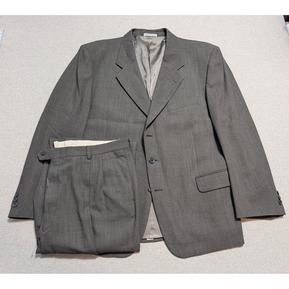 Profilo Men's 2 Piece Suit 44R Gray Wool Blazer Jacket Pants Formal